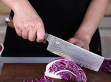 Couteaux de Cuisine Damascus<br>Poignée en Rosier - Queue de Coq